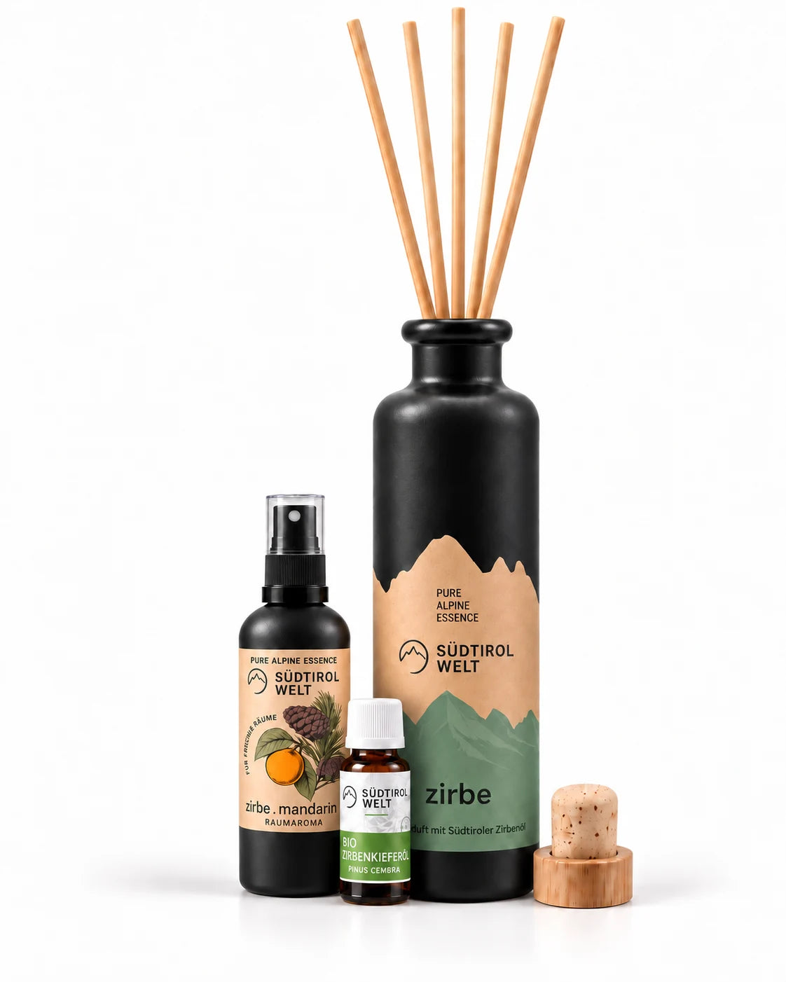 Original photo of the diffuser, spray and organic pine oil